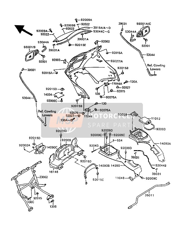 530441273, Trim,Windshield,Long Type, Kawasaki, 2