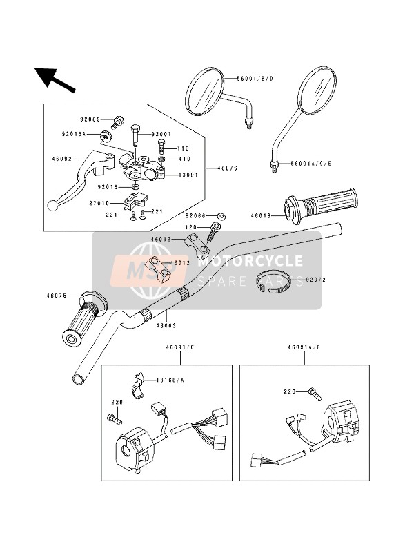 460911538, HOUSING-ASSY-CONTROL,Rh, Kawasaki, 2