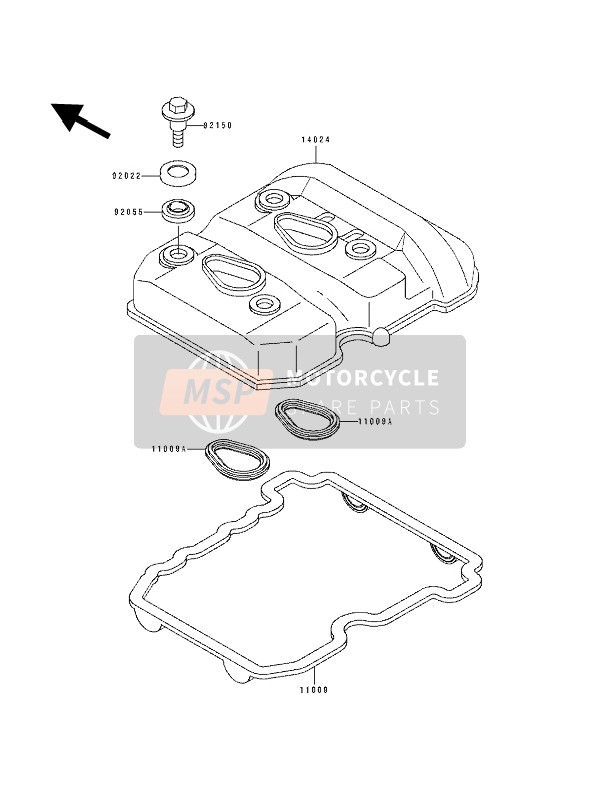 Kawasaki EL250E 1994 Cylinder Head Cover for a 1994 Kawasaki EL250E