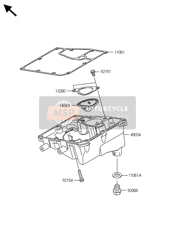 Kawasaki VERSYS 1000 ABS 2014 Oil Pan for a 2014 Kawasaki VERSYS 1000 ABS