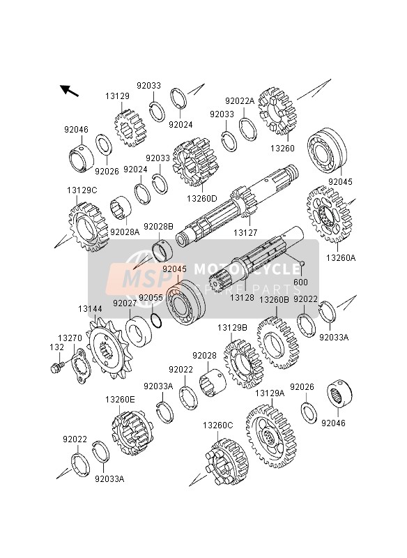 Kawasaki GPZ500S (UK) 1995 Transmission for a 1995 Kawasaki GPZ500S (UK)