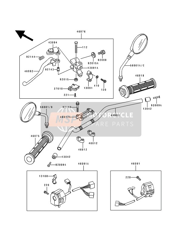 Kawasaki ZEPHYR 1994 Handlebar for a 1994 Kawasaki ZEPHYR