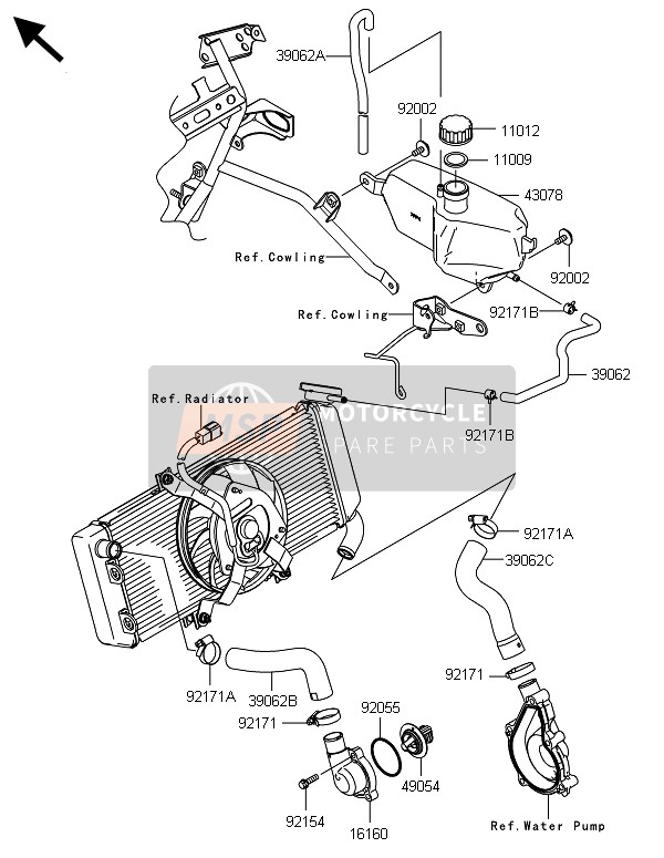 Kawasaki VERSYS 1000 ABS 2014 Water Pipe for a 2014 Kawasaki VERSYS 1000 ABS