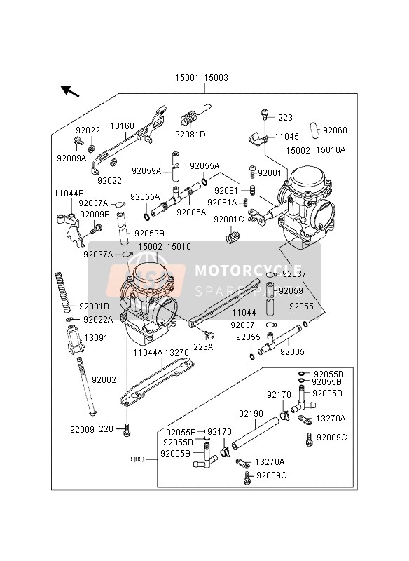 Kawasaki GPZ500S (UK) 1995 Carburettor for a 1995 Kawasaki GPZ500S (UK)