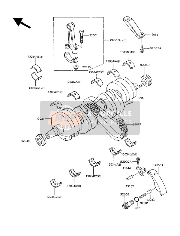 Kawasaki GPX600R 1994 Crankshaft for a 1994 Kawasaki GPX600R