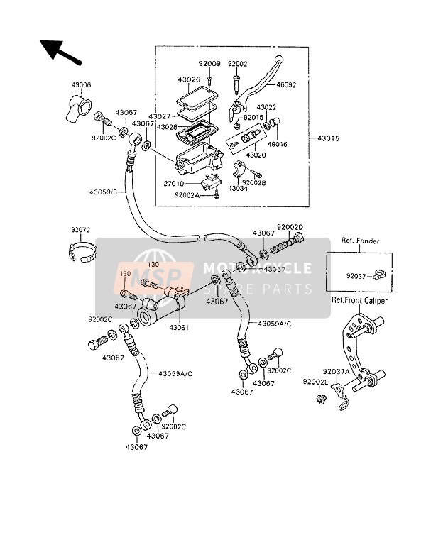 Kawasaki GPX600R 1994 Front Master Cylinder for a 1994 Kawasaki GPX600R