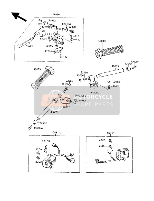 Kawasaki GPX600R 1994 Handlebar for a 1994 Kawasaki GPX600R