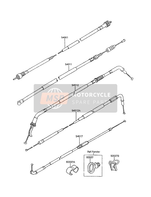 Kawasaki GPX600R 1994 Cables for a 1994 Kawasaki GPX600R