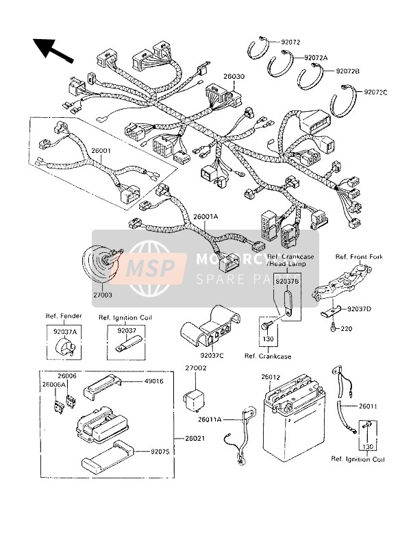 Kawasaki GPX600R 1994 Chassis Electrical Equipment for a 1994 Kawasaki GPX600R