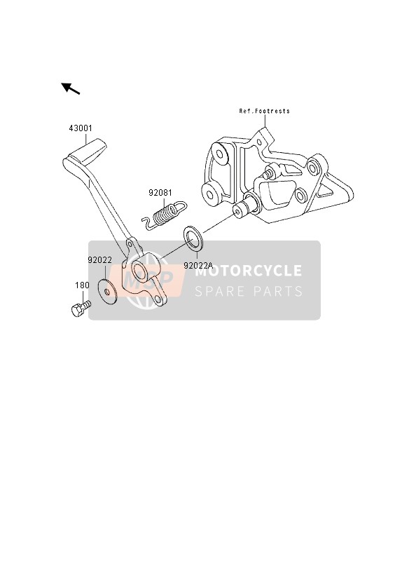 Kawasaki GPZ500S (UK) 1995 Brake Pedal for a 1995 Kawasaki GPZ500S (UK)