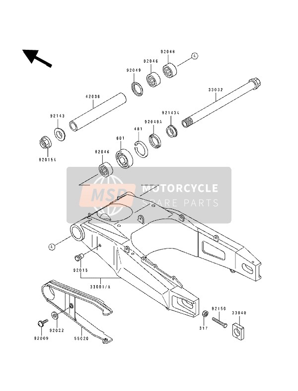 Kawasaki ZXR750 1994 Swing Arm for a 1994 Kawasaki ZXR750