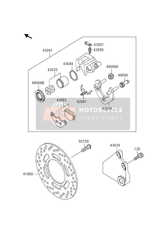 Kawasaki GPZ500S (UK) 1995 Rear Brake for a 1995 Kawasaki GPZ500S (UK)