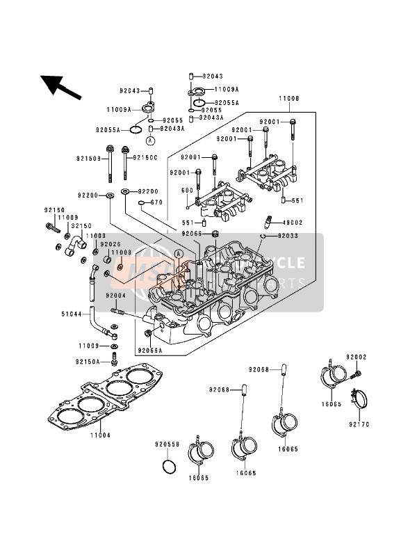 Kawasaki ZZ-R600 1994 Cylinder Head for a 1994 Kawasaki ZZ-R600