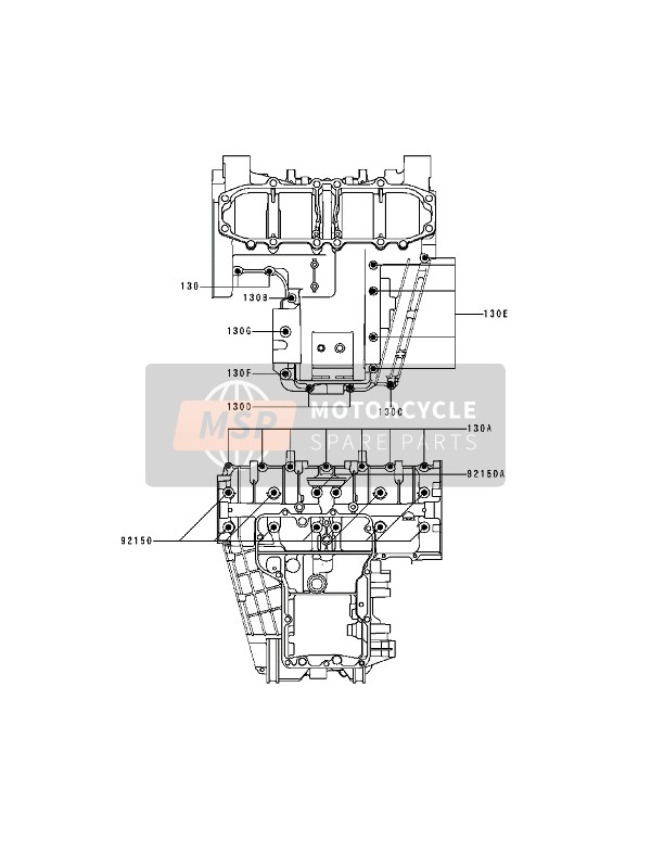 Kawasaki ZZ-R600 1994 Crankcase Bolt Pattern for a 1994 Kawasaki ZZ-R600