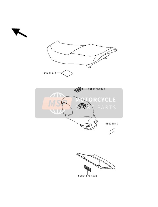 Kawasaki ZZ-R600 1994 Labels for a 1994 Kawasaki ZZ-R600