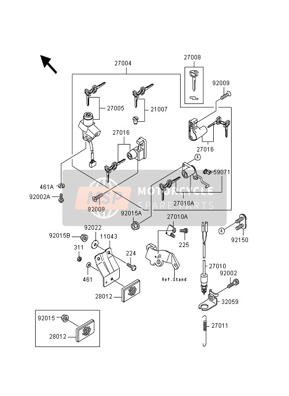 Kawasaki GPZ500S 1995 Ignition Switch for a 1995 Kawasaki GPZ500S