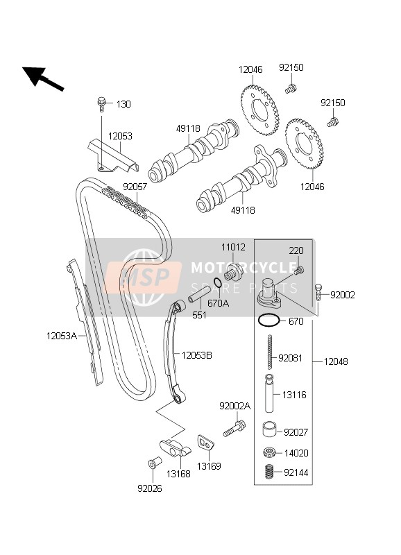 Kawasaki EL252 2003 Albero A Camme(S) & Tenditore per un 2003 Kawasaki EL252