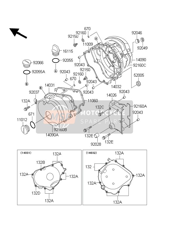 Kawasaki EL252 2003 Cubierta del motor(S) para un 2003 Kawasaki EL252