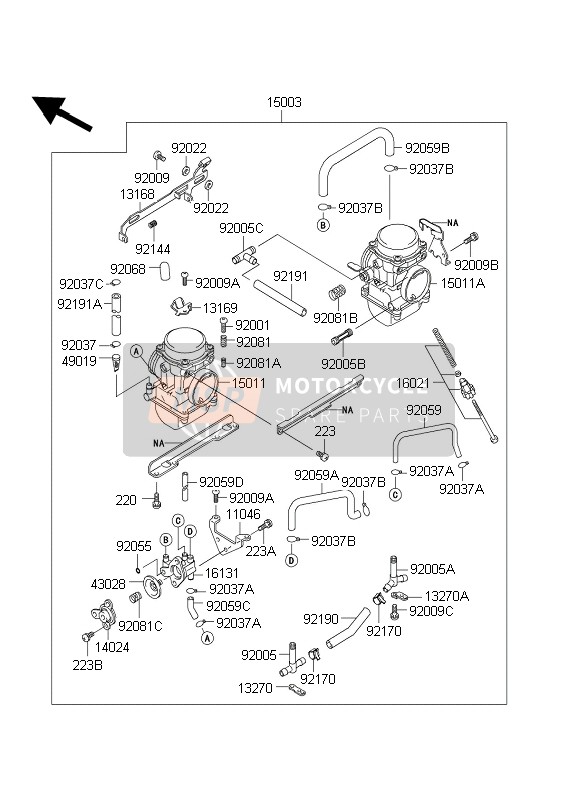 Kawasaki EL252 2003 Carburettor for a 2003 Kawasaki EL252