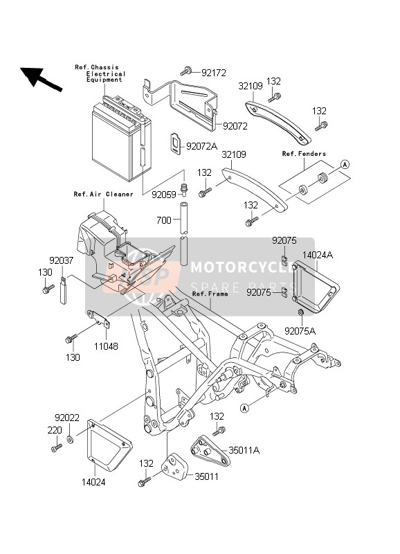 Kawasaki EL252 2003 Battery Case for a 2003 Kawasaki EL252