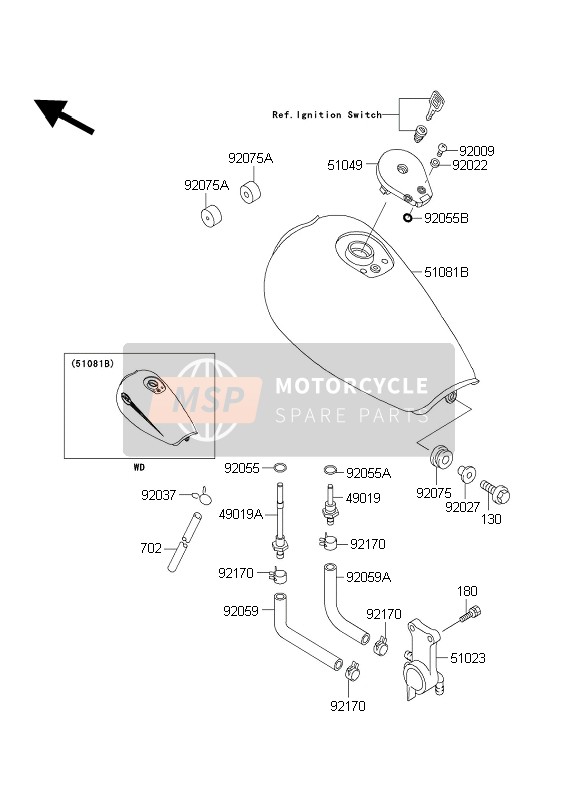 Kawasaki EL252 2003 Fuel Tank for a 2003 Kawasaki EL252