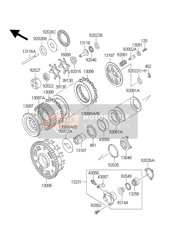 Kawasaki 1000GTR 2003 Embrayage pour un 2003 Kawasaki 1000GTR