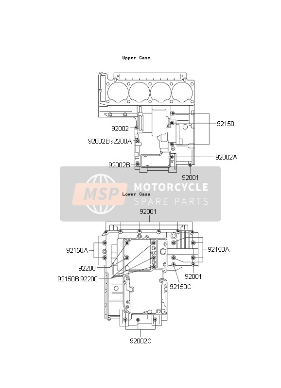 Kawasaki 1000GTR 2003 Modèle de boulon de carter pour un 2003 Kawasaki 1000GTR