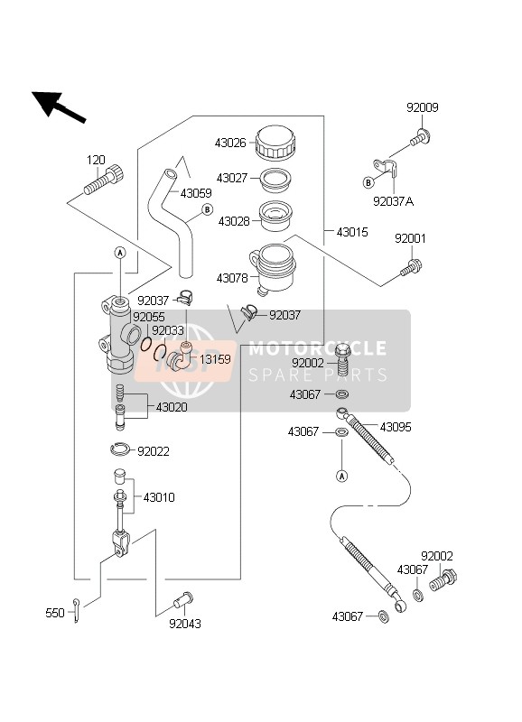 430950100, HOSE-BRAKE,Rr, Kawasaki, 2