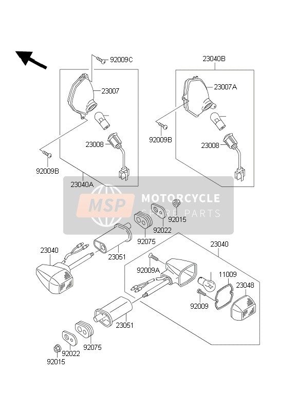 Kawasaki 1000GTR 2003 BLINKER für ein 2003 Kawasaki 1000GTR