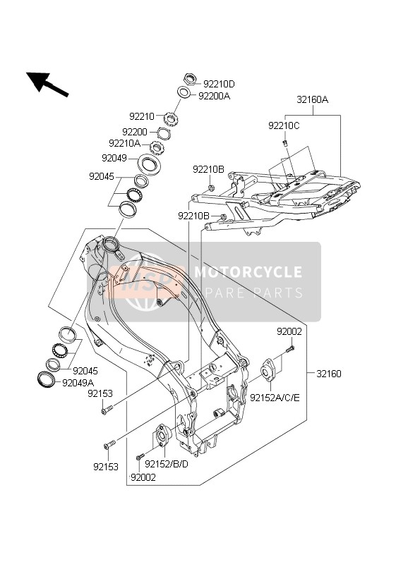 921520043458, Collar,Pivot,Rh,1mm,P.Silver, Kawasaki, 0