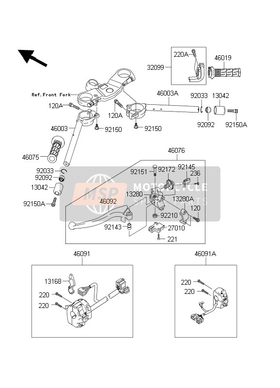 Kawasaki NINJA ZX-6RR 2003 Handlebar for a 2003 Kawasaki NINJA ZX-6RR