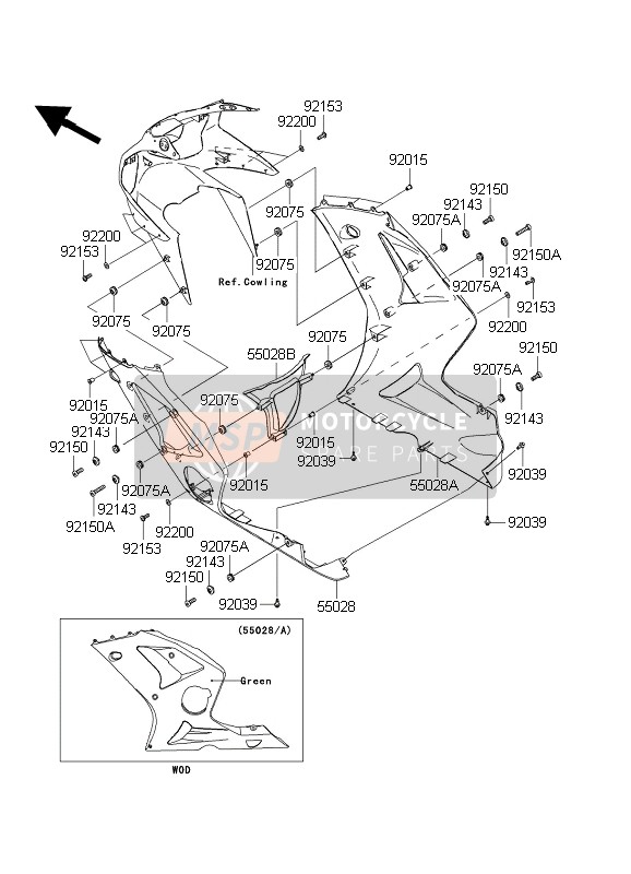 5502814557F, Cowling,Lwr,Rh,L.Green, Kawasaki, 0