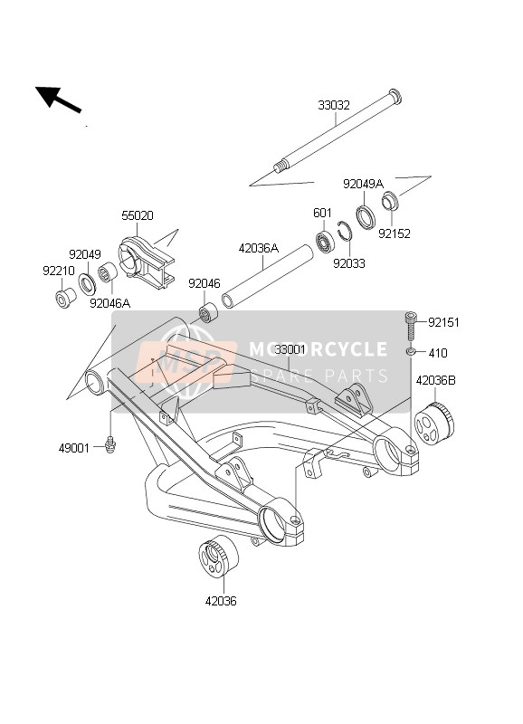 Kawasaki ZRX1200 2004 Swing Arm for a 2004 Kawasaki ZRX1200