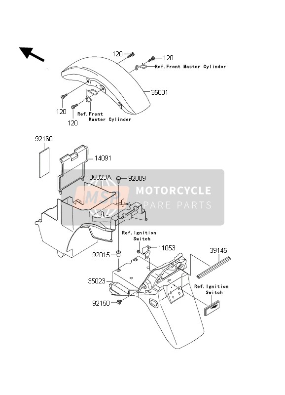 Kawasaki ZRX1200 2004 Guardabarros para un 2004 Kawasaki ZRX1200