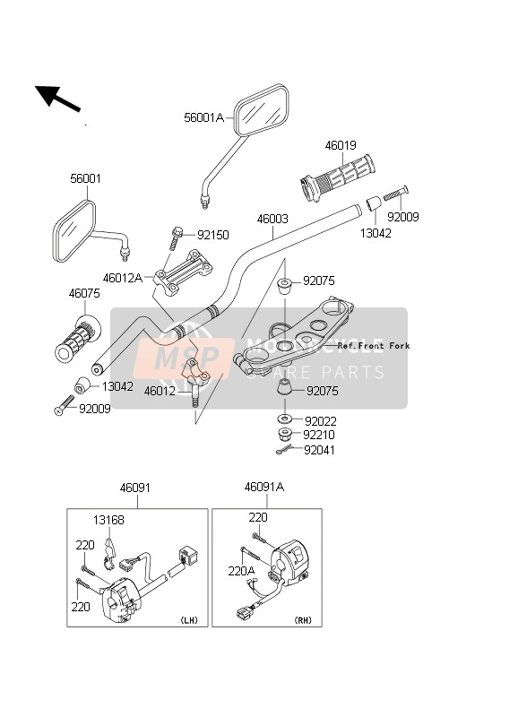 Kawasaki ZRX1200 2004 Handlebar for a 2004 Kawasaki ZRX1200