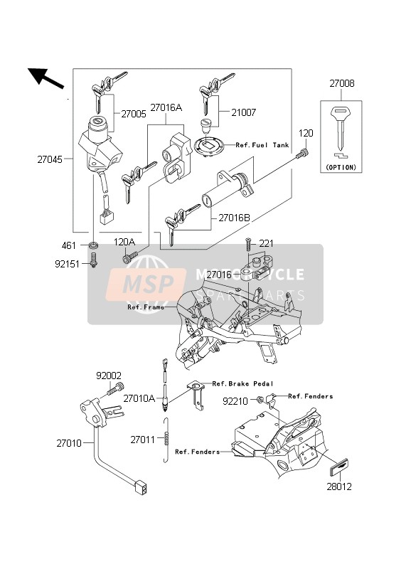 Kawasaki ZRX1200 2004 Ignition Switch for a 2004 Kawasaki ZRX1200