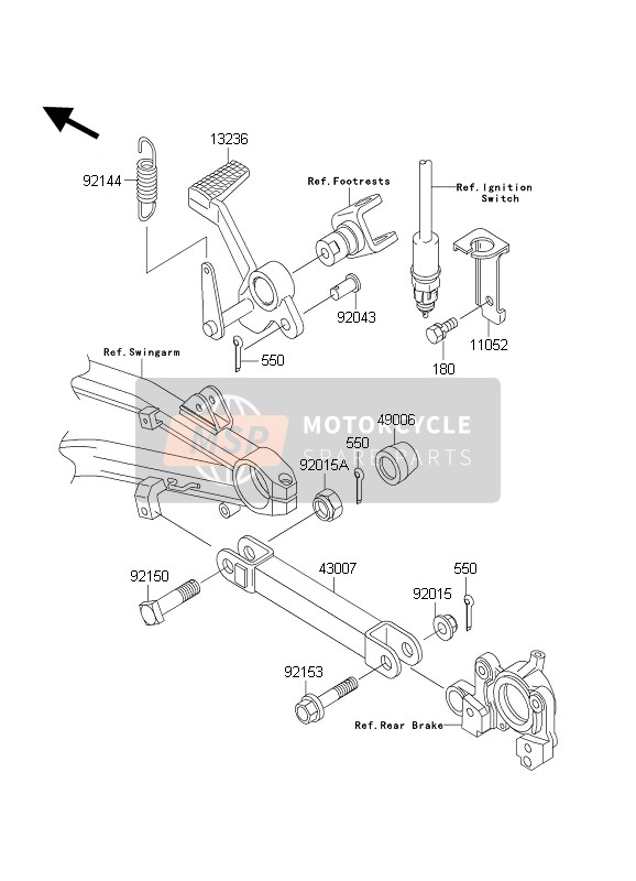 Kawasaki ZXR1200S 2004 Brake Pedal for a 2004 Kawasaki ZXR1200S