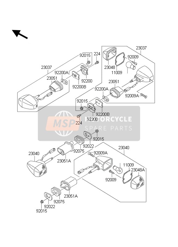 Kawasaki ZXR1200S 2004 Clignotants pour un 2004 Kawasaki ZXR1200S