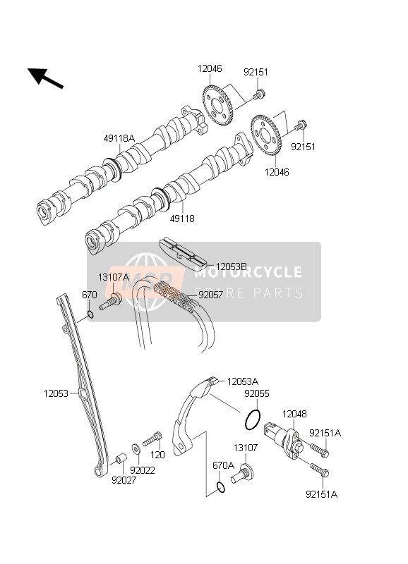 Kawasaki NINJA ZX-6RR 2004 Albero A Camme(S) & Tenditore per un 2004 Kawasaki NINJA ZX-6RR