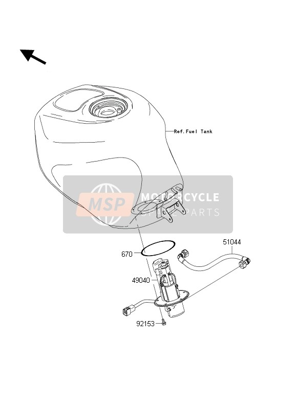 Kawasaki NINJA ZX-6RR 2004 Fuel Pump for a 2004 Kawasaki NINJA ZX-6RR