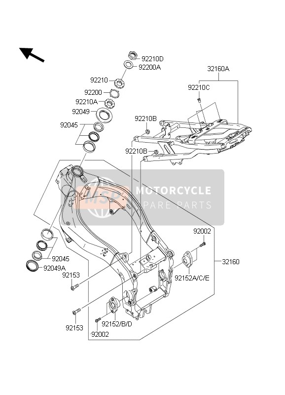 Kawasaki NINJA ZX-6RR 2004 Frame for a 2004 Kawasaki NINJA ZX-6RR