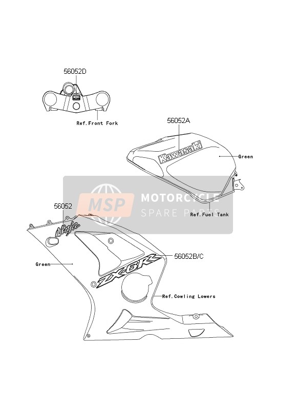 560520155, Mark,Lwr Cowling,Ninja, Kawasaki, 1