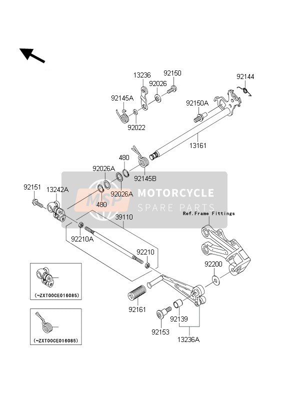 132420016, LEVER-ASSY-CHANGE, Kawasaki, 1