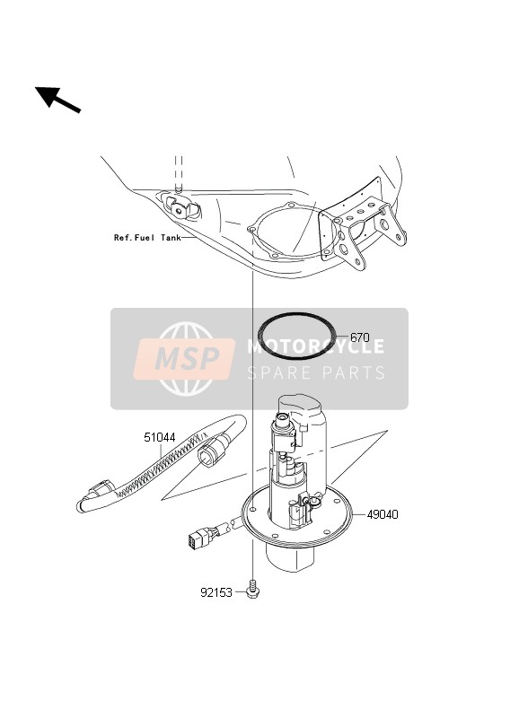 Kawasaki NINJA ZX-10RR 2004 Fuel Pump for a 2004 Kawasaki NINJA ZX-10RR