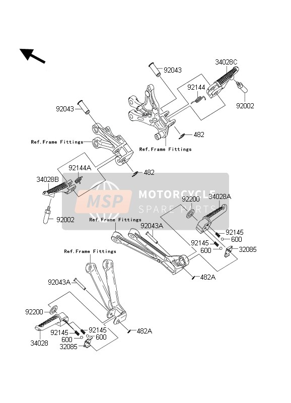 Kawasaki NINJA ZX-10RR 2004 Footrests for a 2004 Kawasaki NINJA ZX-10RR