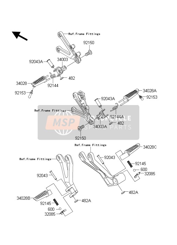 Kawasaki NINJA ZX-6R 2004 Footrests for a 2004 Kawasaki NINJA ZX-6R