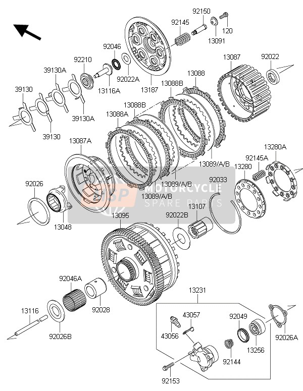 Kawasaki 1400GTR ABS 2015 Embrayage pour un 2015 Kawasaki 1400GTR ABS