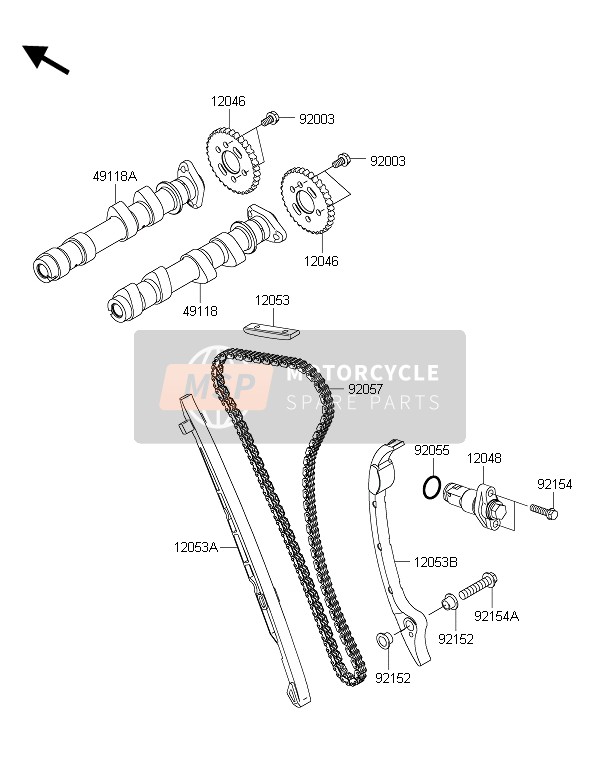 Kawasaki ER-6F ABS 2015 NOCKENWELLE(N) & SPANNER für ein 2015 Kawasaki ER-6F ABS