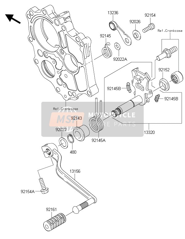 Kawasaki ER-6F ABS 2015 Meccanismo di cambio marcia per un 2015 Kawasaki ER-6F ABS