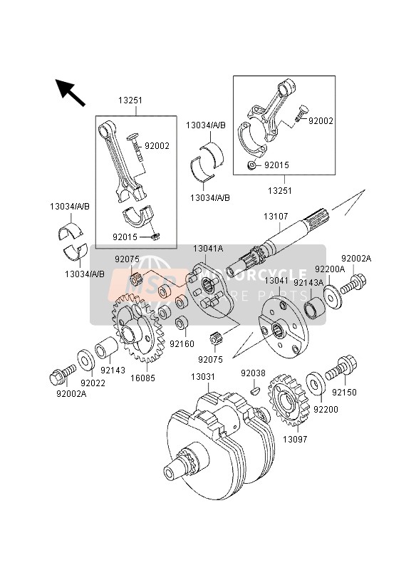 Kawasaki VN800 1995 Crankshaft for a 1995 Kawasaki VN800